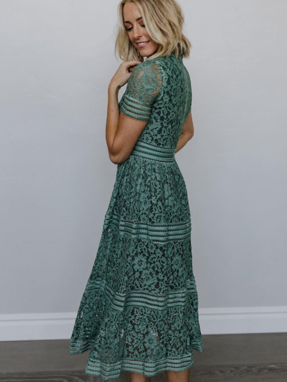 Baltic Born Lace Green Midi Wedding Guest Dress π Size S - Picture 5 of 10